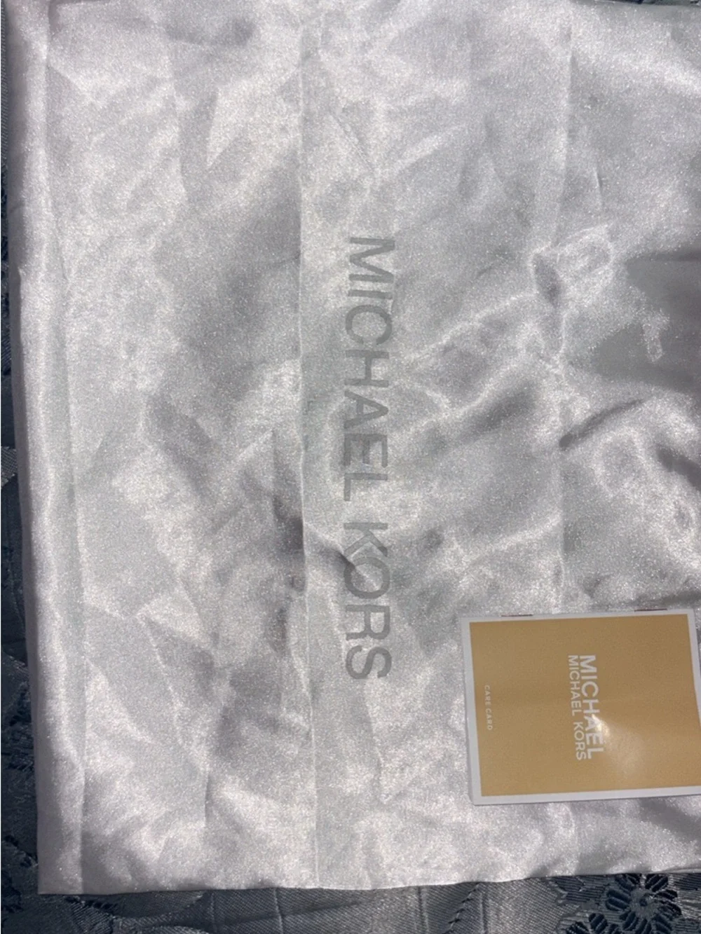 Michael Kors Silver Logo Dust Bag with Gold Card
